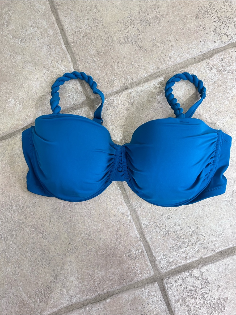 Shade & Shore Bra-Style Bikini Top in Bright Blue with Braided Straps